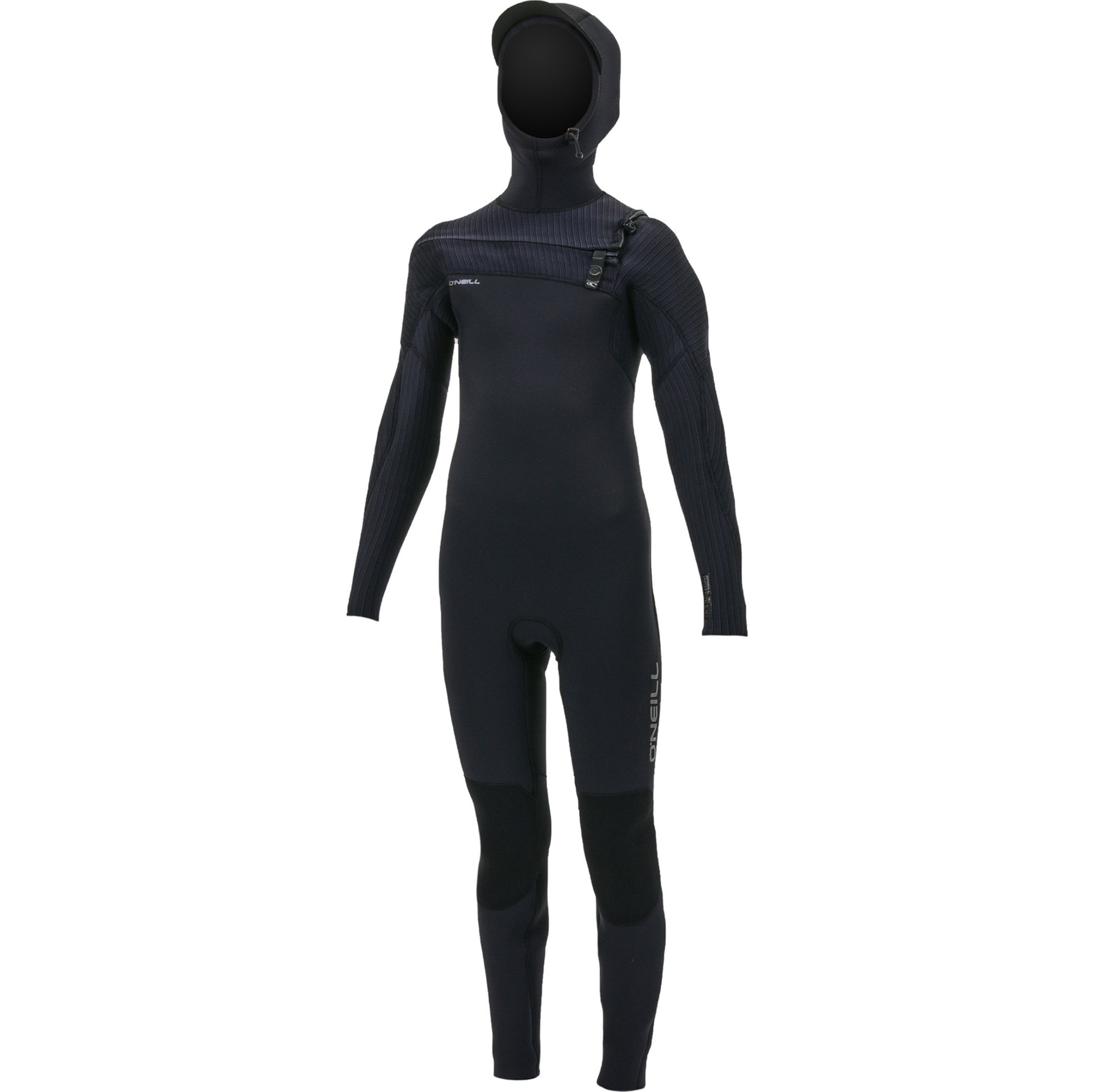 2025 O'Neill Youth Hyperfreak+ 5/4mm Brustreißverschluss Mit Kapuze Neoprenanzug 5352 - Black